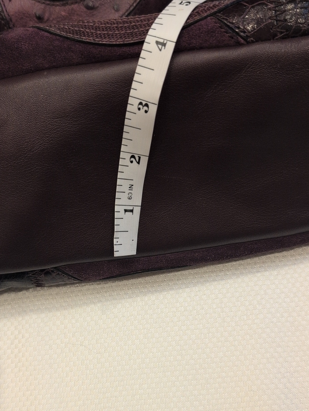 Coach Plum Patchwork Leather & Suede Shoulder Bag with Gold Chain - Picture 8 of 8